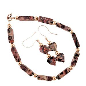 The Nature Company 7" Gold Filled Nautural Bracelet and Earring Set